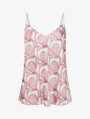 Caraco satiné imprimé graphique - Rose - 1