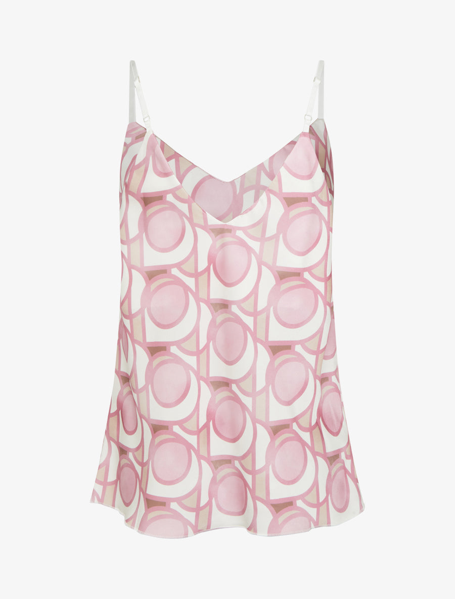 Caraco satiné imprimé graphique - Rose - 2