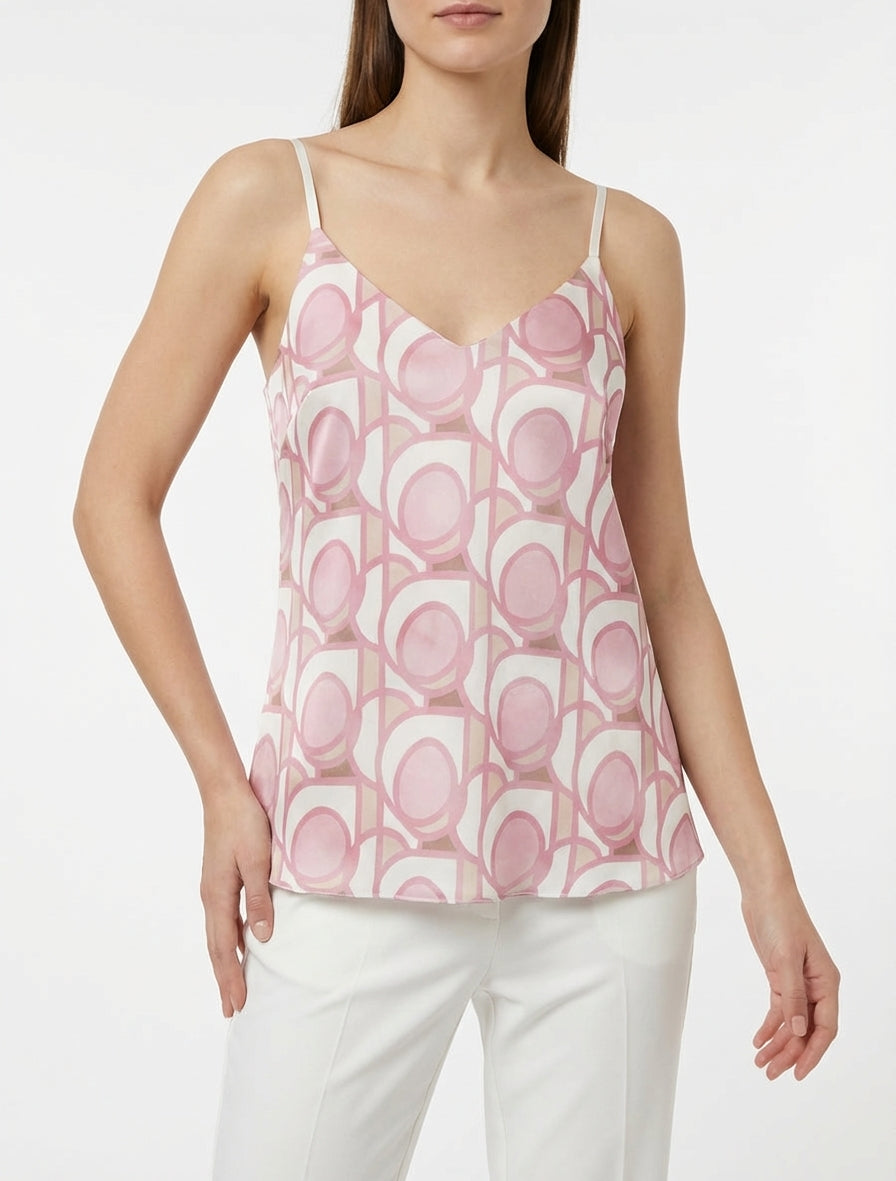 Grafisches Satin-Camisole. - Rose
