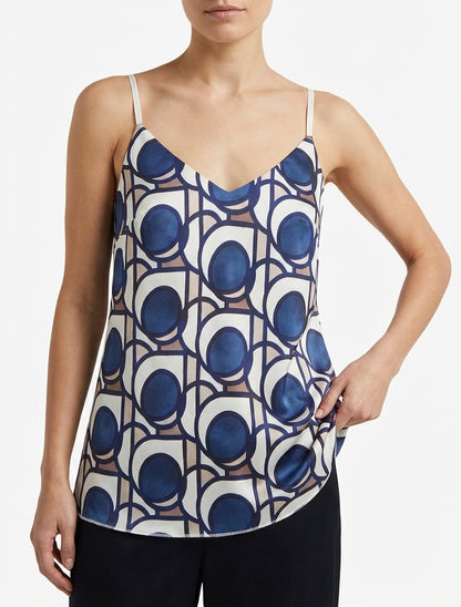 Grafisches Satin-Camisole. - Marine