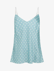 Caraco satiné imprimé à pois - Turquoise - 1