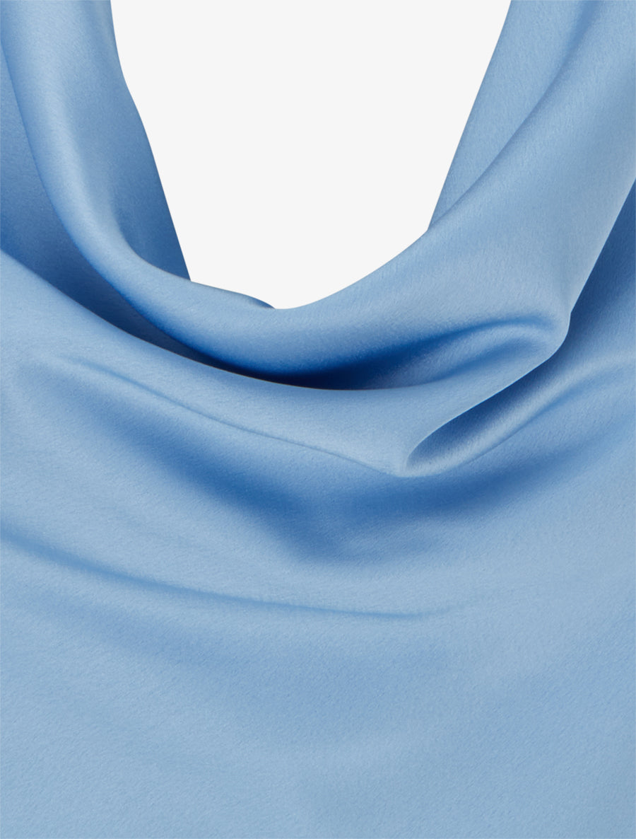 Top satiné sans manches col bénitier - Bleu ciel - 3