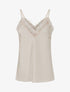 Caraco satiné à col en dentelle - Beige clair - 1