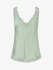 Caraco à bretelles et bords en dentelle - Vert d&