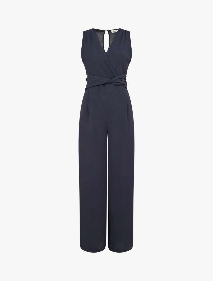 Combinaison sans manches à ceinture torsadée - Marine - 1