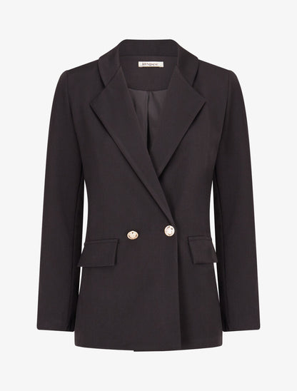 Veste basique cintrée à 2 boutons - Noir - 4