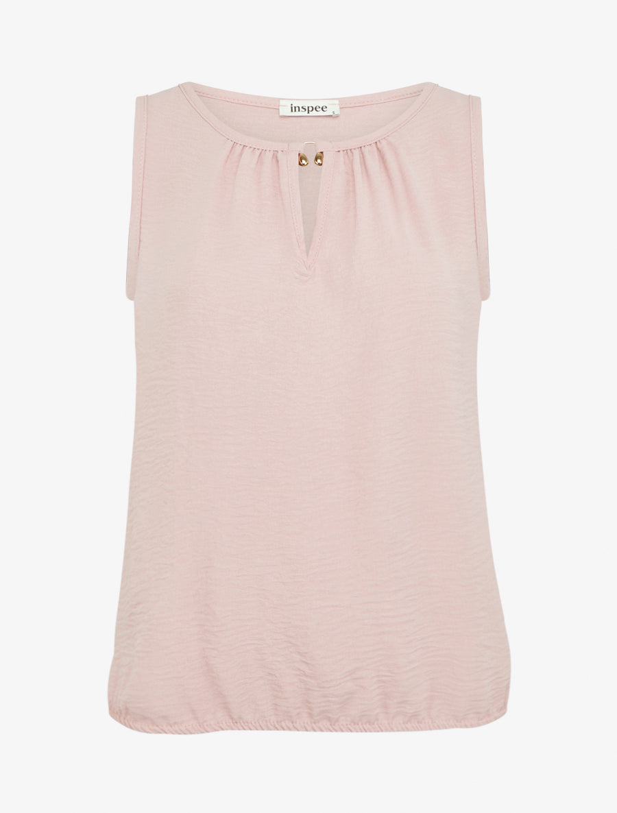Top élastiqué à empiècement bijou - Vieux rose - 1