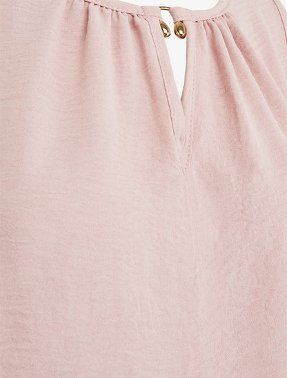 Top élastiqué à empiècement bijou - Vieux rose - 3