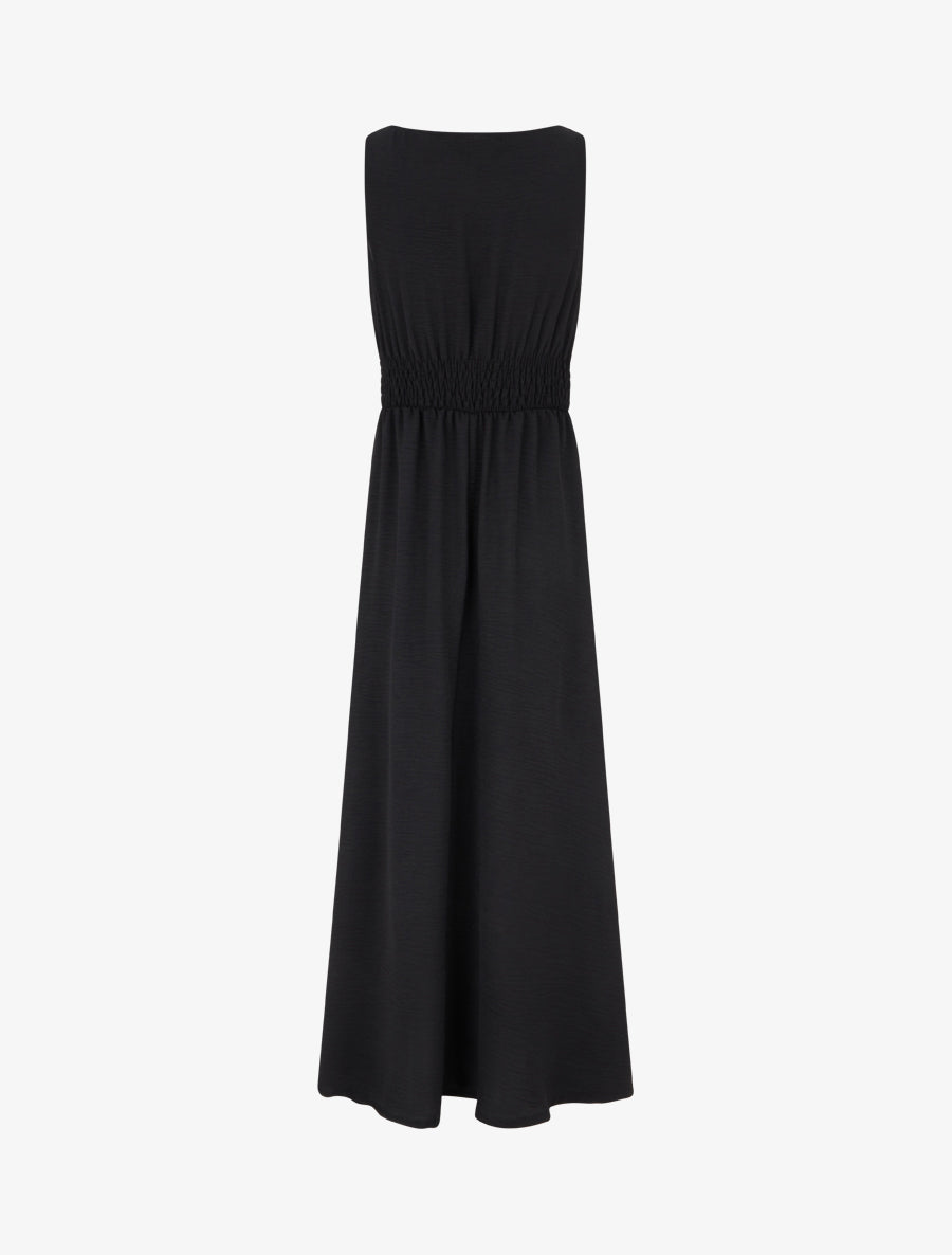 Robe longue évasée à bretelles perlées - Noir - 2