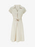 Robe fluide unie ceinturée - Beige - 1