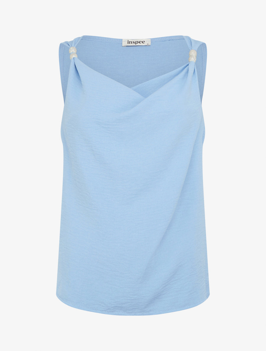 Top sans manches à empiècement bijoux - Bleu ciel - 1
