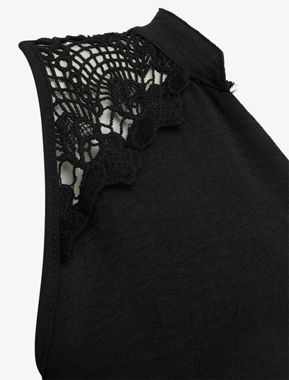 Top sans manches à détail brodé - Noir - 3