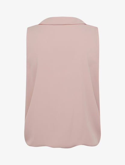 Top droit uni à col V - Vieux rose - 2