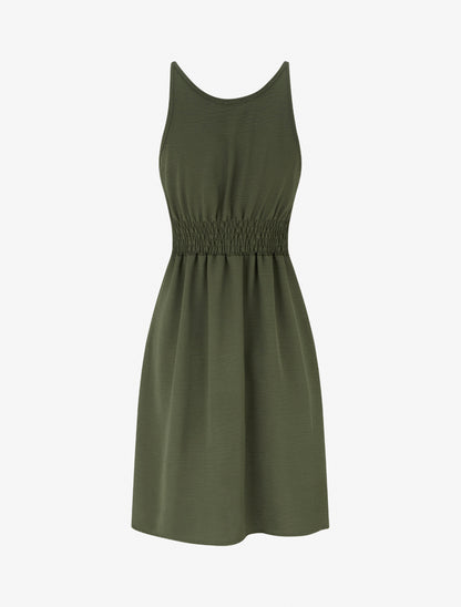 Robe évasée à bretelles bijoux - Kaki - 2