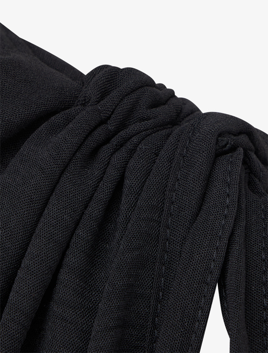 Robe unie à empiècement bijou à la taille - Noir - 3