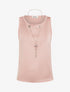 Top satiné sans manches à col bijou - Rose - 1