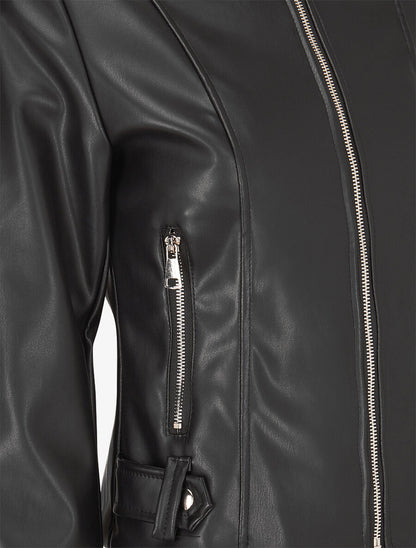 Veste moulante en simili - Noir - 3