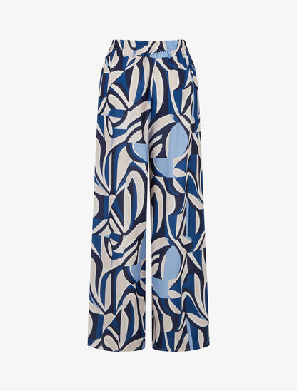 Pantalon ample imprimé graphique - Bleu - 2