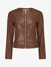 Veste moulante en simili - Marron - 5