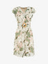 Robe mi-longue imprimé grandes fleurs à boucle - Kaki - 1