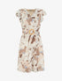 Robe mi-longue imprimé grandes fleurs à boucle - Marron - 1