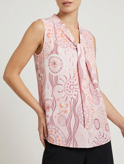 Ärmelloses Top mit Grafikdruck - Rose