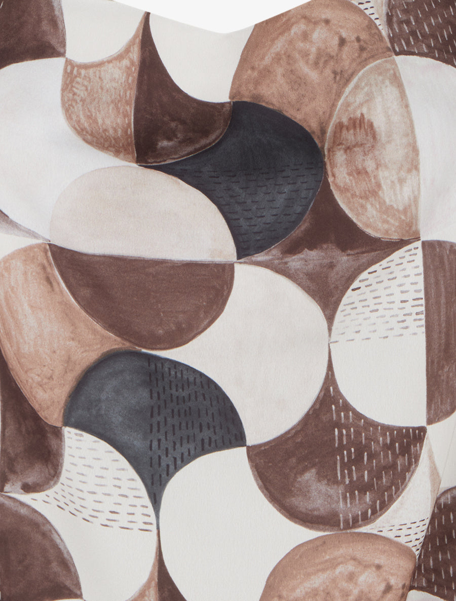 Caraco satiné imprimé rétro - Marron - 3