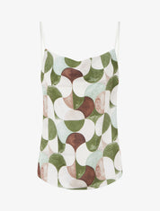 Caraco satiné imprimé rétro - Kaki - 1