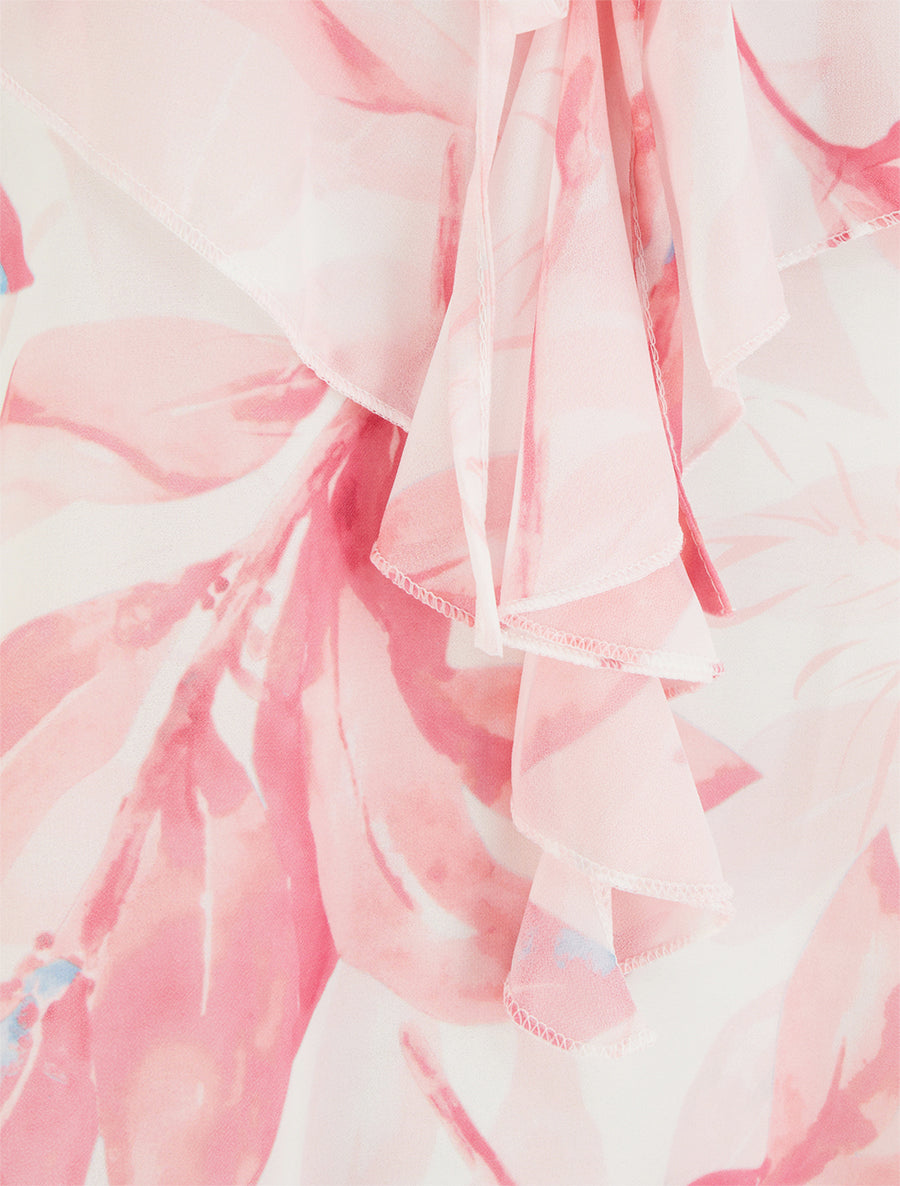 Caraco à col V volanté imprimé floral - Rose - 3