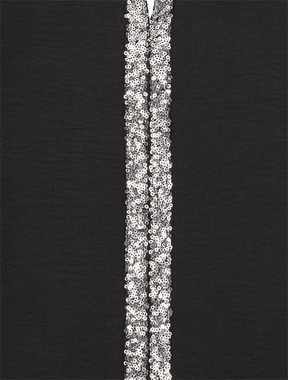 Blouse fluide à bande en sequins - Noir - 3