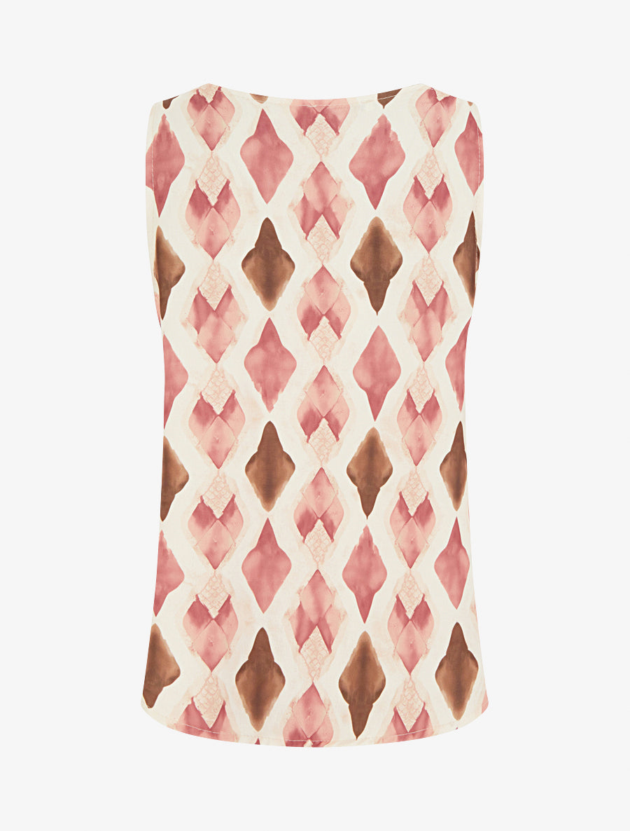 Top imprimé graphique à bretelles perlées - Vieux rose - 2
