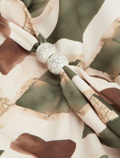 Top imprimé graphique à bretelles perlées - Kaki - 3