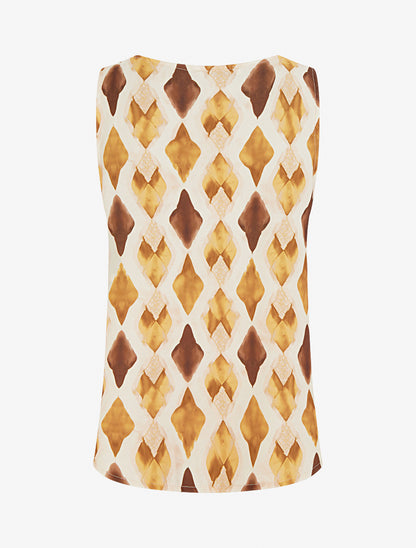 Top imprimé graphique à bretelles perlées - Jaune moutarde - 2