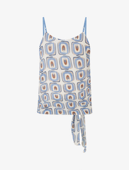 Caraco imprimé graphique à nouer - Bleu ciel - 2