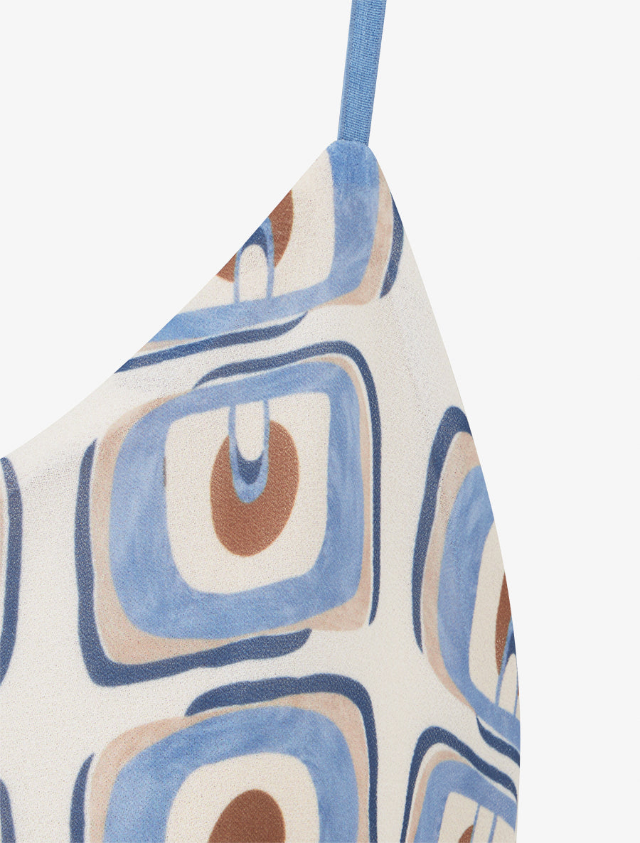 Caraco imprimé graphique à nouer - Bleu ciel - 3