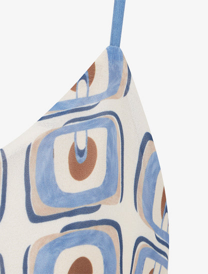 Caraco imprimé graphique à nouer - Bleu ciel - 3