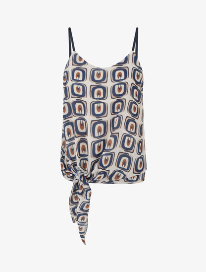 Caraco imprimé graphique à nouer - Marine - 1