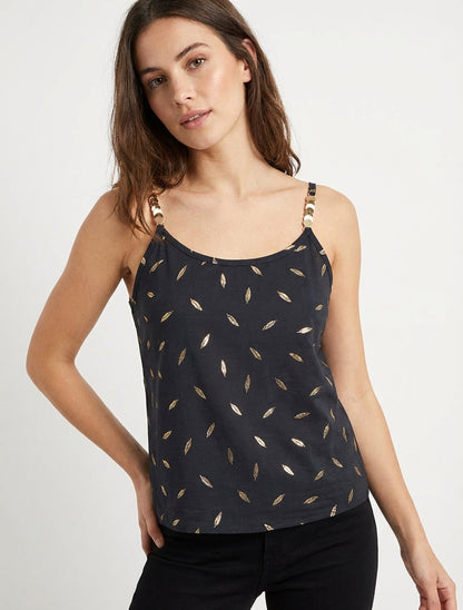 Juwelenträger-Top mit Federdruck - Schwarz