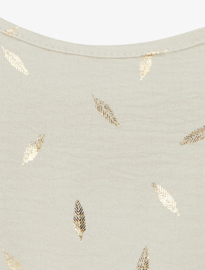 Débardeur à bretelles bijoux et imprimé plume - Beige - 3