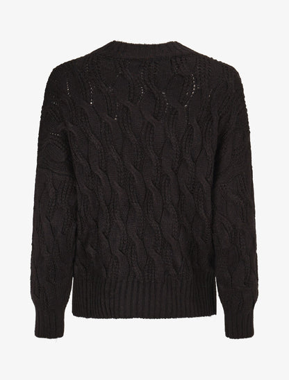 Pull en maille torsadée - Noir - 2