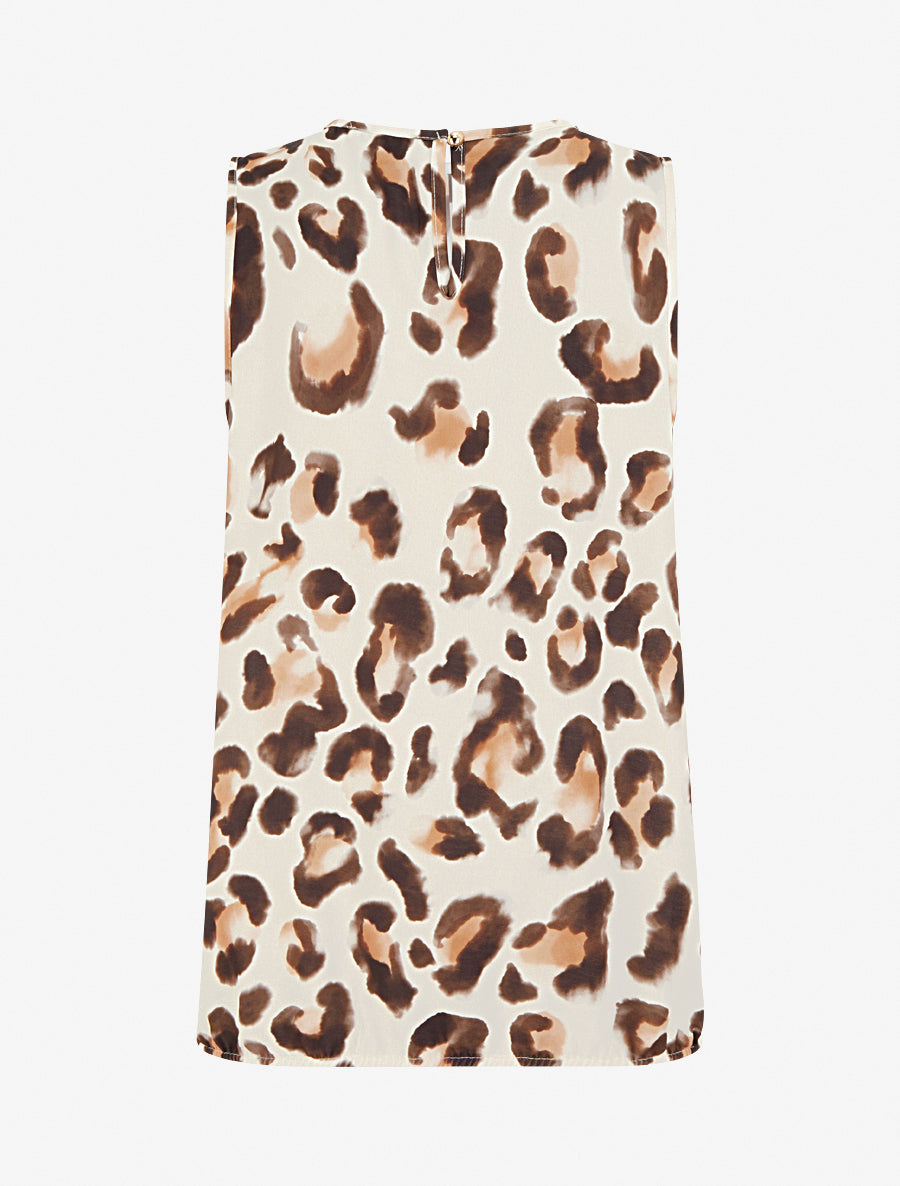 Top boule sans manches à imprimé léopard - Marron - 2