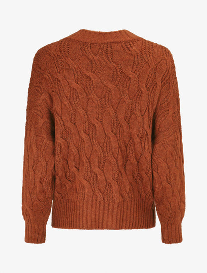 Pull en maille torsadée - Rouille - 2