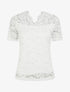 Top en dentelle à manches courtes - Blanc - 1