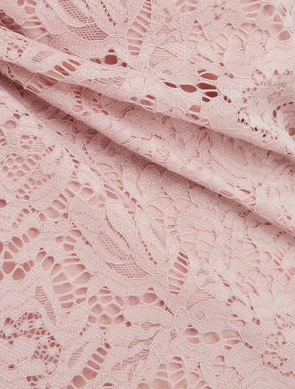 Top en dentelle à manches courtes - Rose - 3