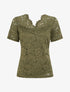 Top en dentelle à manches courtes - Kaki - 1