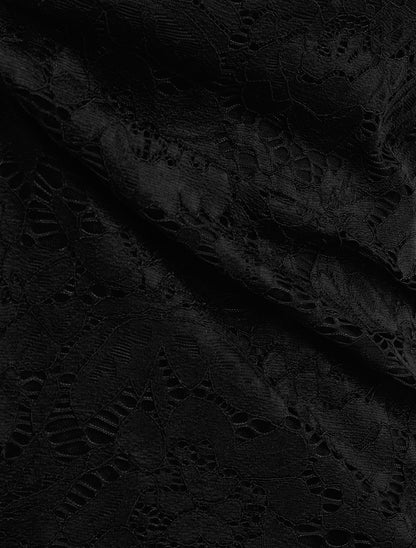 Top en dentelle à manches courtes - Noir - 3