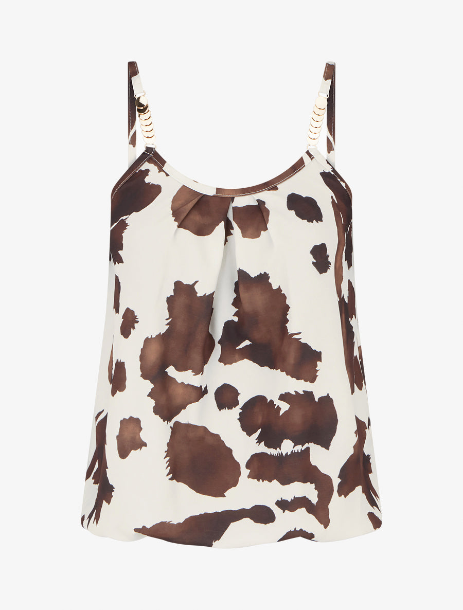 Caraco imprimé vache à bretelles métallisées - Marron - 1