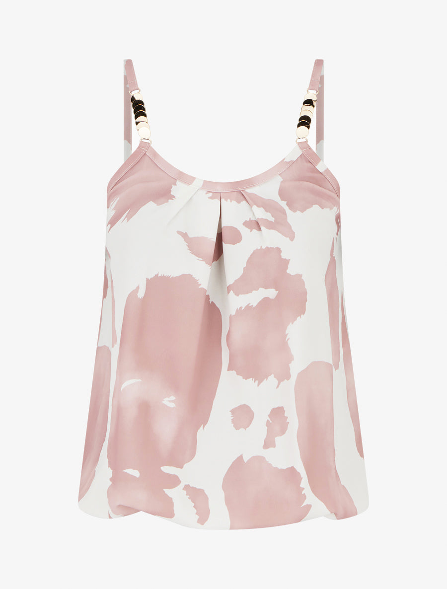 Caraco imprimé vache à bretelles métallisées - Rose - 1