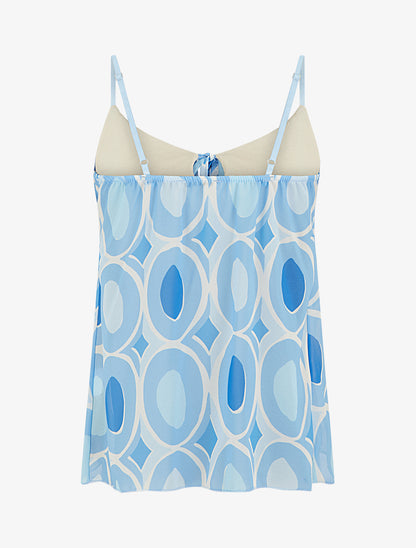 Caraco à col V volanté imprimé graphique - Bleu ciel - 2