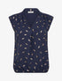 Top élastiqué à imprimé plumes irisées - Marine - 1